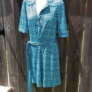 Size 6 laundry by Shelli short slv belted dress Faux Wrap Mod